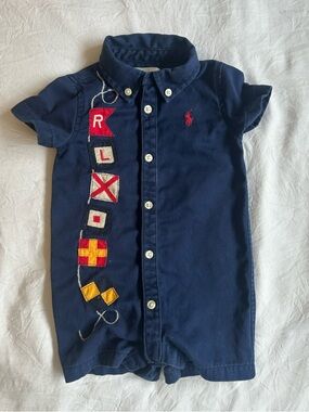 Vintage Ralph Lauren Baby Romper with bottom snaps 3M